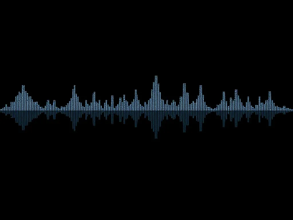 Abstract digital audio waveforms and frequency spectrum anal